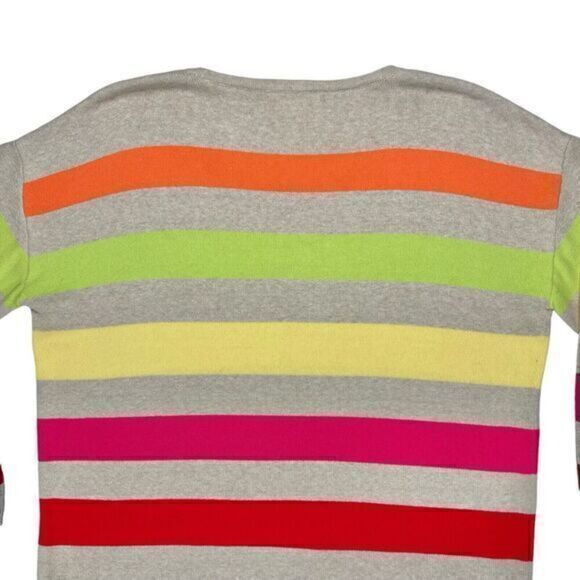Liz Claiborne Sweater Womens XL Beige Colorful Striped Street Style Knit Jumper - Picture 7 of 16